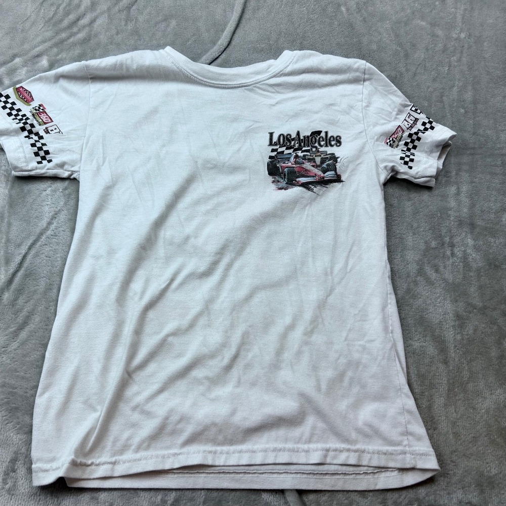 Fresh Laundry La  Racing Graphic Tee Kids Medium White Race Car Y2K Style